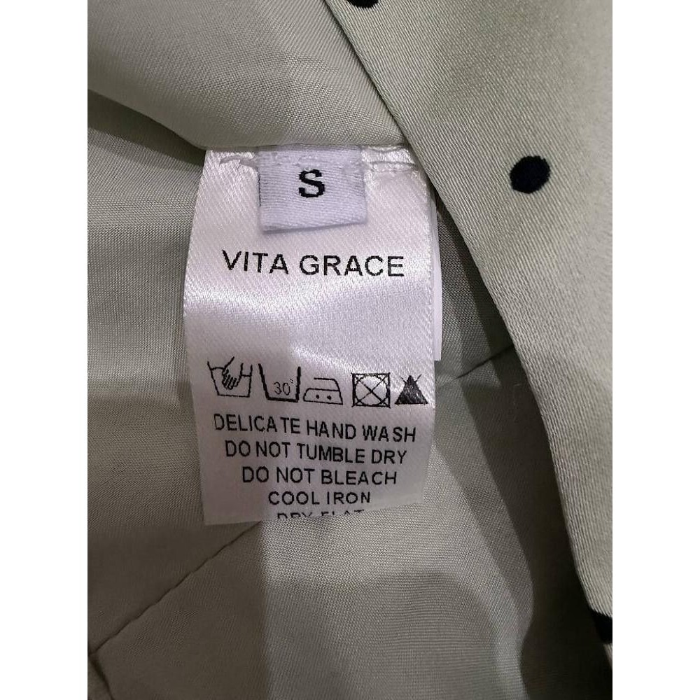 Vita Grace Martina Polka Dot Cascade Skirt Matcha Green Satin Asymmetric S - Picture 6 of 10